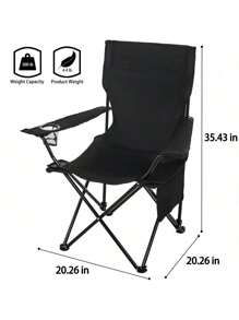 Sillas Plegables para Camping, Jardin, Playa o Pesca Portatil Ultraligera de Lona Impermeable - Negro - Ver 3