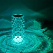 Crystal Lamp 16-Color RGB Night Light Touch USB Romantic LED Rose Rhinestone Table Lamp Living Room Christmas Decoration, Remote And Touch Control - Clear - View 7