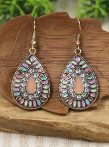 TopHanqi 1對復古風水彩色合金垂墜式女士耳環，適用於日常穿搭、工作、舞臺表演和街頭時尚配飾 - 彩色 - 查看 22