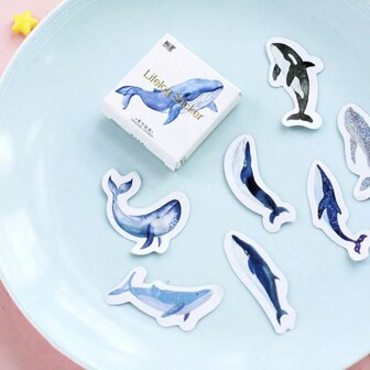 1box Whale Label Stickers Decorative Scrapbooking DIY Diary Album Stick Label,School Supplies,Back To School