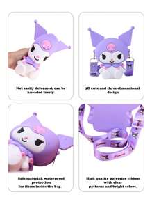 Sanrio 1Pc Genuine Sanrio Series Shoulder Bags Hello Kitty Kuromi Melody Sitting Position Crossbody Bag Kitty Cat Anime Character Silicone Purse Decorate Accessories (Some Parts May Be Random), Hello Kitty Pink, Pompompurin