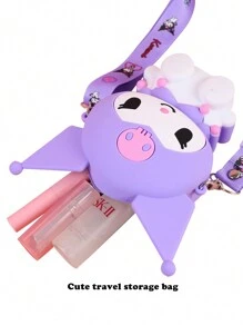 Sanrio 1Pc Genuine Sanrio Series Shoulder Bags Hello Kitty Kuromi Melody Sitting Position Crossbody Bag Kitty Cat Anime Character Silicone Purse Decorate Accessories (Some Parts May Be Random), Hello Kitty Pink, Pompompurin