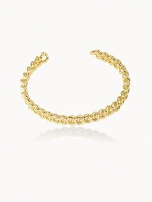 Un brazalete de cadena de cobre de estilo lujoso y ligero adecuado para que las mujeres lo usen en su vida diaria. - Dorado - Ver 6