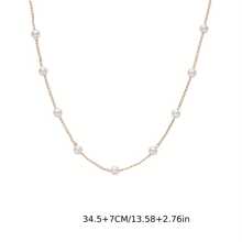 1 Dây Xích Vàng Thanh Lịch Ngọc Trai Giả Vòng Cổ Đơn Giản Xương Đòn Dây Chuyền Trang Sức Hàng Ngày Dành Cho Nữ, Lễ Hội Quà Tặng - Vàng - Xem 5