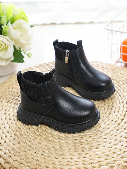 1 Pair Of New Spring/Autumn British Style  Boots For Boys And Girls, Children Soft Bottom Flat Casual Shoes