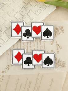 1 Set Of 2 Poker Design Embroidered Badge Patches For Clothing Hat Decor DIY Iron On Applique - Multicolor - View 1