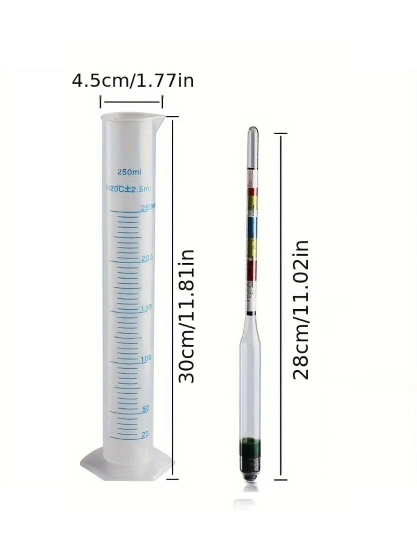 1 Set Triple Scale Hydrometer For Beer & Wine Making, Glass Specific