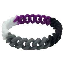 1pc Multicolour   Black  Nonbinary   White Chain Link Silicone Wristbands Bracelets - Multicolor - View 2