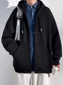 Men Zip-Up Hoodies - Black - View 1