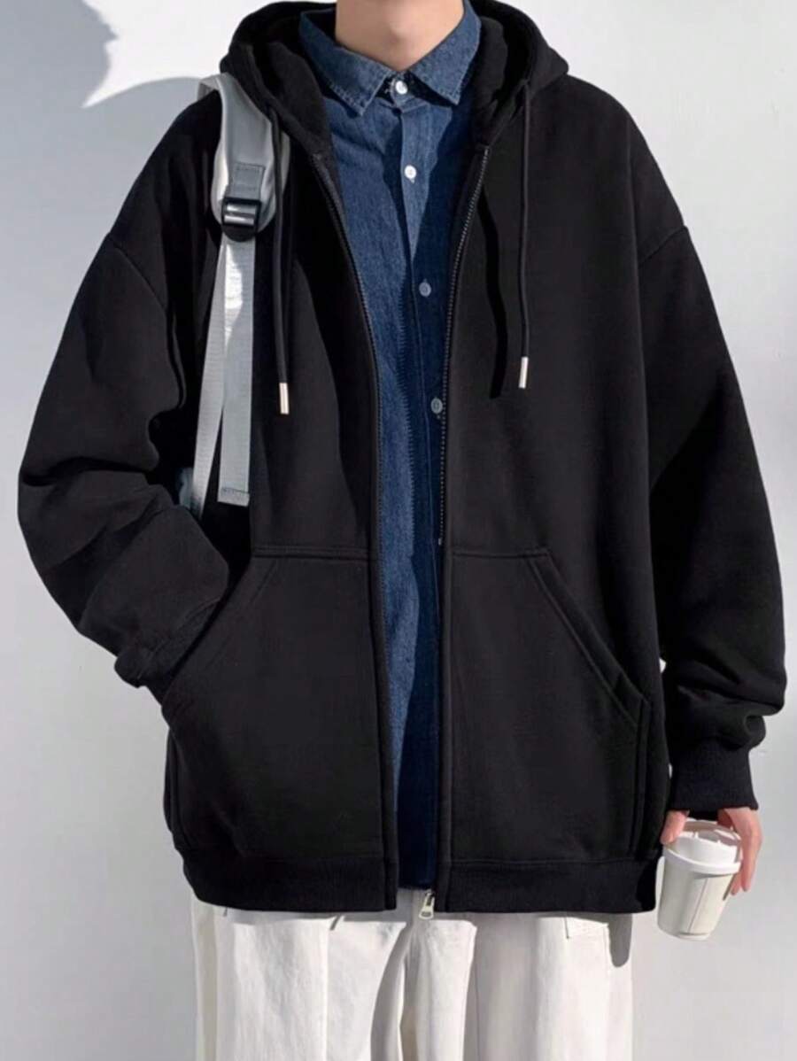 Men Zip-Up Hoodies - Black - View 1