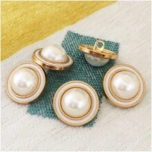 Fashion Pearl Buttons 10PCS - 20mm Sparkling Bling Buttons For Blazers, Dresses, DIY Jacket & Shirt Collar/Cuff (Party Wear Sewing Accessories) ﻿