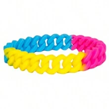 1pc Multicolour   Black  Nonbinary   White Chain Link Silicone Wristbands Bracelets - Multicolor - View 15