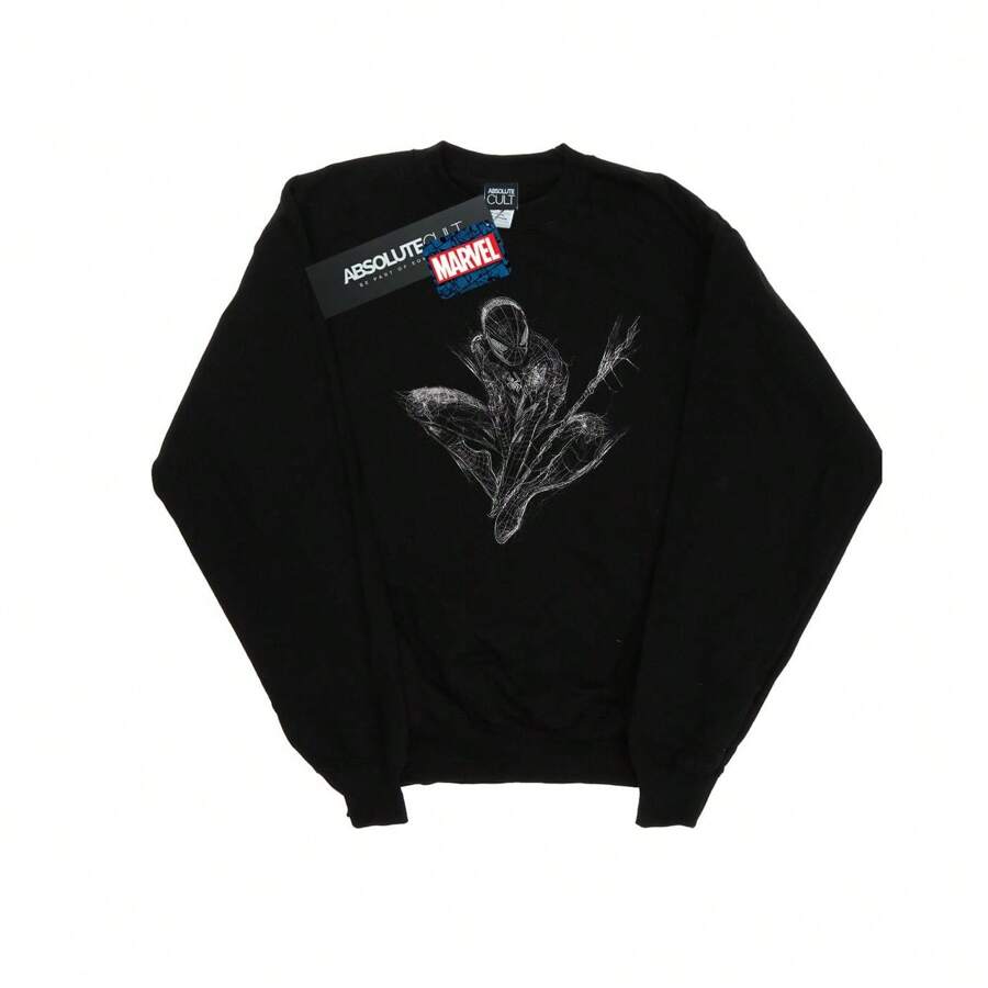 Marvel Womens/Ladies Spider-Man Web Crouch Sweatshirt (Black)