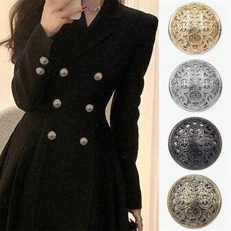 10 件复古风格金属纽扣 - 花卉浮雕合金缝纫纽扣，适用于连衣裙、牛仔裤和工艺品