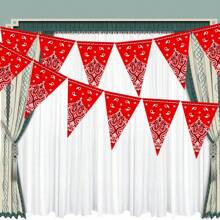 1pc 12-Piece Western Cowboy Pattern Triangle Flag Banner,Paper Party Supplies For Birthday Party Decoration, Disposable Cowboy Pattern Triangle Flag,