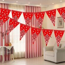1pc 12-Piece Western Cowboy Pattern Triangle Flag Banner,Paper Party Supplies For Birthday Party Decoration, Disposable Cowboy Pattern Triangle Flag,