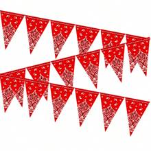 1pc 12-Piece Western Cowboy Pattern Triangle Flag Banner,Paper Party Supplies For Birthday Party Decoration, Disposable Cowboy Pattern Triangle Flag,