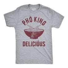 Mens Pho King Delicious T Shirt Funny Sarcastic Saying Tee Adult Humor Smart Mens Funny T Shirts Cool Vintage Fashion T-Shirt Gift Classic Menswear - Light Heather Grey - View 1