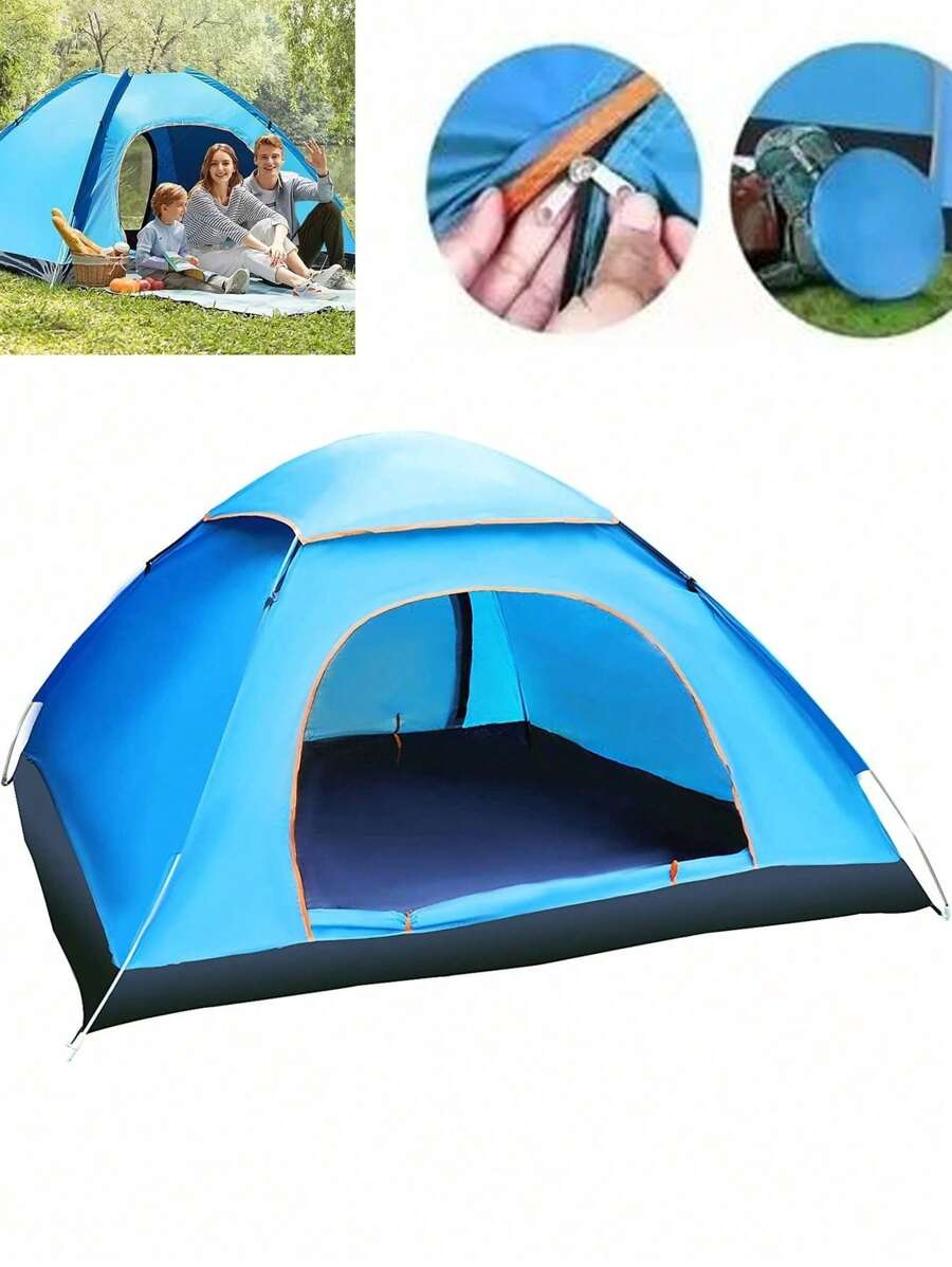 Casa de Campaña para 2-4 Personas, Tienda de Campaña Pop-up Portátil, Fácil de Instalar, Tienda Familiar Impermeable con Capa de Protección Solar y Diseño de Dos Puertas, para Acampar, Viajar, Playa, Picnic - Multicolor - Ver 1