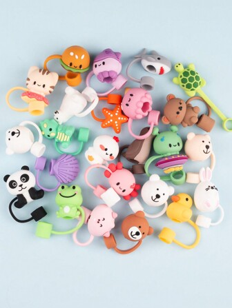 6 piezas Tapas de pajitas diferentes y aleatorias para tumblers de 30 onzas, tapas de pajitas reutilizables para pajitas de 0.24-0.32 pulgadas, accesorios para tazas