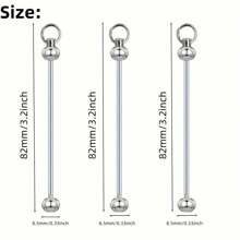 可串珠鑰匙扣條狀空白批發製鑰匙鏈製作用品 可串珠金屬條狀連結件，用於珠寶製作鑰匙扣配件 DIY專案吊墜吊飾 - 銀色 - 查看 2
