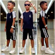 Children's Set Summer Clothing 2024 - 黑與白 - 查看 3