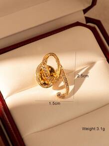 1入 - 26英文字母鑲鑽合金胸針，時尚多用途領夾 - 金黃色 - 查看 23