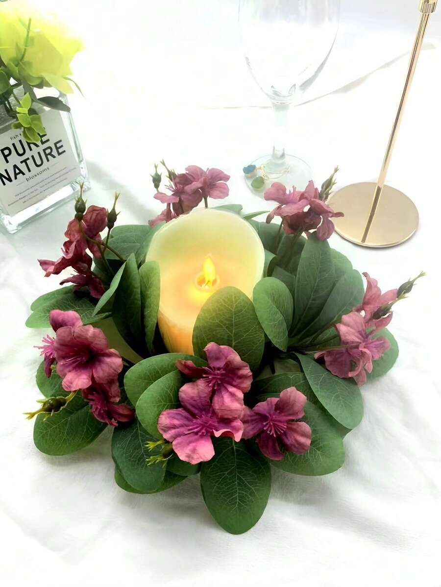 1 Stück künstlicher Pflanzenölmalerei-Stil Seidenblumenkranz, geeignet für Festivals, Partys, Tischdekorationen für Hochzeiten