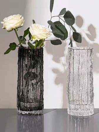 1入組冰川玻璃花瓶，簡約風格＆歐式復古風格，寬口花瓶，適用於房間裝飾，家居裝飾，壁爐，臥室，客廳，中心點，辦公室