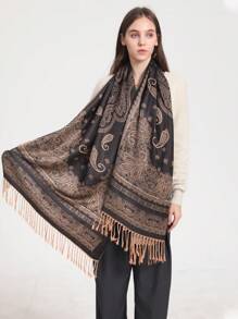 Eșarfă elegantă cu imprimeu Paisley Paisley, șal cu flori de trandafiri eșarfă lungă cu gradient, șal cu protecție solară de primăvară vară, eșarfă în stil de vacanță