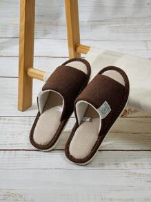 Dép đi trong nhà bằng vải lanh Unisex, Dép đế bằng thoải mái dùng trong gia đình, phòng ngủ, phòng khách - Cà phê nâu - Xem 10