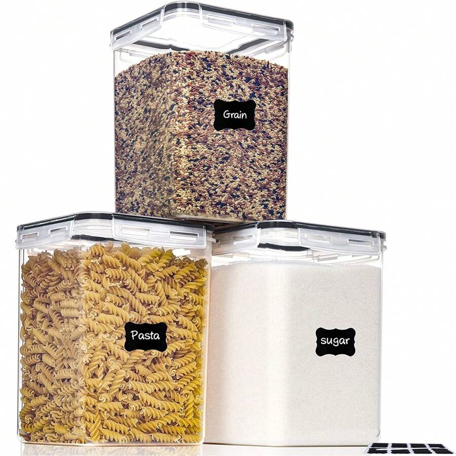 THELIFE 1/2/3 Hộp đựng thực phẩm lớn 5,2L/175oz, Hộp đựng thực phẩm kín bằng nhựa đựng bột mì, đường, đồ làm bánh, có nhãn làm quà tặng Giáng sinh - trắng - Xem 1