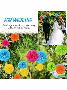 15 Stück Geburtstag/Bridal-Shower/Junggesellinnenabschied Geschenk Dekor Papierblumen Bälle, 25cm, 30cm, 35cm bunte Party Dekorative Seidenpapier Pompons, Papierblumen, bunte Pompom Laternen Party Dekorationen, Papierblumen Ball Hängende Dekoration, für Hochzeit, Geburtstag Party, Bridal-Shower, Junggesellinnenabschied, Baby-Dusche Dekoration - Verschiedenfarbig - Übersicht 5