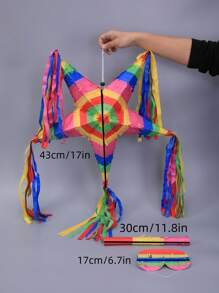 1 Stück große authentische handgemachte faltbare Stern-Piñata für Geburtstagspartys, inklusive 1 Stange und 1 Maske, Weihnachten