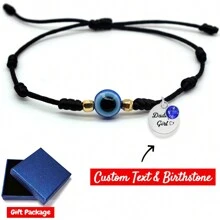 1 Vòng tay ban đầu tên khai sinh tùy chỉnh được nâng cấp, Vòng đeo tay mắt ác 7 nút có thể điều chỉnh Vòng tay chuỗi màu đỏ/đen may mắn Bảo vệ Vòng tay chúc tình bạn cho Ngày của Mẹ Ngày của Cha Phụ nữ Đàn ông Cậu bé Cô gái Anh ấy Quà tặng bạn bè BFF của cô ấy - màu đen - Xem 3