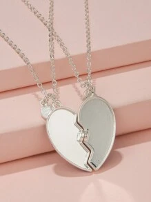 2 件装心形美人鱼贝壳吊坠最佳朋友女孩闺蜜项链 2 件装适合儿童友谊珠宝礼物