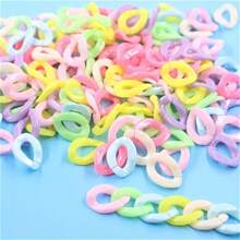 100 piezas de cadena de acrílico en colores surtidos, anillo de salto de plástico, llavero y bolsa, accesorios para joyería DIY, cadena de enlace abierto de arco iris