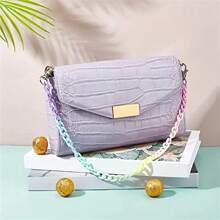 100 piezas de cadena de acrílico en colores surtidos, anillo de salto de plástico, llavero y bolsa, accesorios para joyería DIY, cadena de enlace abierto de arco iris