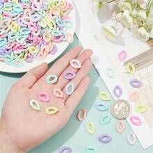 100 piezas de cadena de acrílico en colores surtidos, anillo de salto de plástico, llavero y bolsa, accesorios para joyería DIY, cadena de enlace abierto de arco iris
