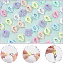 100 piezas de cadena de acrílico en colores surtidos, anillo de salto de plástico, llavero y bolsa, accesorios para joyería DIY, cadena de enlace abierto de arco iris