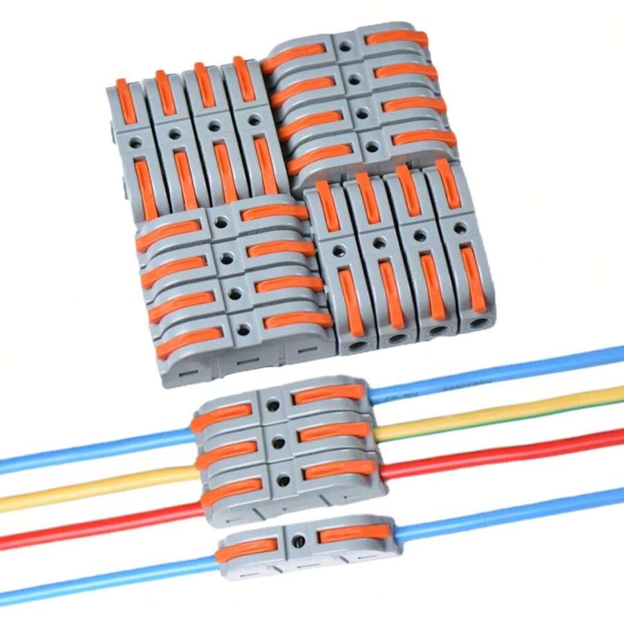 20pcs Quick Splice Wire Connector, 1 To 1 Inline Wire Connectors Kit, Push In Compact Splicing Electrical Connectors, For Circuit Inline 24-12 AWG - Grey - View 1