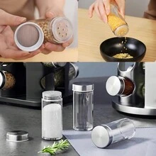 1 Set 360 Rotating Spice Rack With 8/12/16 Spice Jars, Stainless Steel Revolving Tower Organizer For Kitchen Countertop, Large Capacity Food Containers For Spices, Cereals, Coffee - Silver - View 5