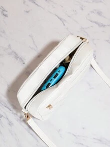 Women's New Fashion Rhombus Pattern Small Square Crossbody Shoulder Bag For Camera - White - View 5