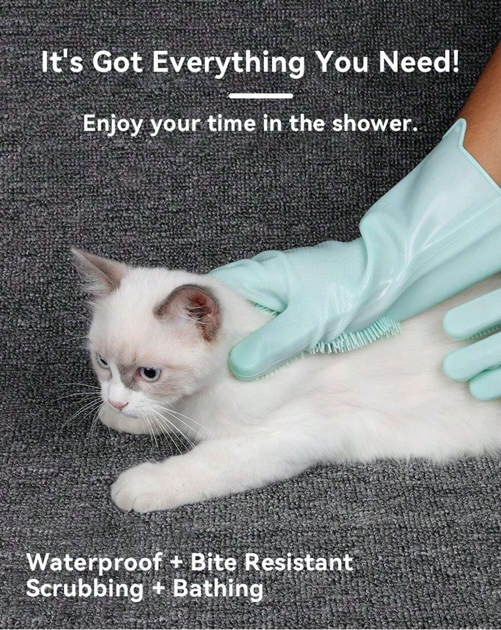 Pet Grooming Gloves, Heat Resistant Cat Bathing Gloves With High
