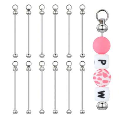 Barres de porte-clés à perles en vrac, fournitures de fabrication de porte-clés, liens de barres en métal beadable pour la fabrication de bijoux, accessoires de barres de porte-clés pour les projets de DIY, breloques de pendentif