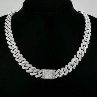 Shiny Rhinestone Inlaid Chunky Chain  Necklace - Hip Hop Y2K Style Female Gift