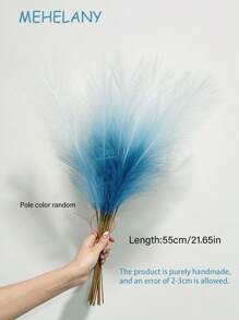 MEHELANY 12/6Pcs Blue Faux Pampas Grass Decor Silk Artificial Pompas Floral Boho Decor Fluffy Artificial Pompous Grass Floral Real Fake Pompas Grass Branches Vase Filler Flower Arrangement For Home,Living Room, Kitchen, Wedding, Boho Decor Vase Filler Farmhouse Decor