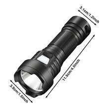 1pc USB Rechargeable LED Flashlight, 3-Brightness Modes, Mini Portable For Hiking, Camping, Emergency - Black - View 5