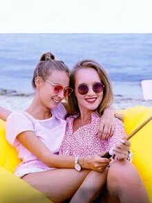 Sofá cama hinchable y portátil para exteriores con almohada para playa, campamento y descanso - Azul - Ver 2