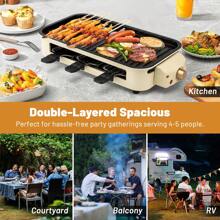 SUSTEAS Indoor Grill Electric Smokeless, Indoor Grills For Kitchen With Non-Stick Cooking Removable Plate, Portable Korean BBQ Grill With Removable Temperature Control, Dishwasher Safe, 1500W